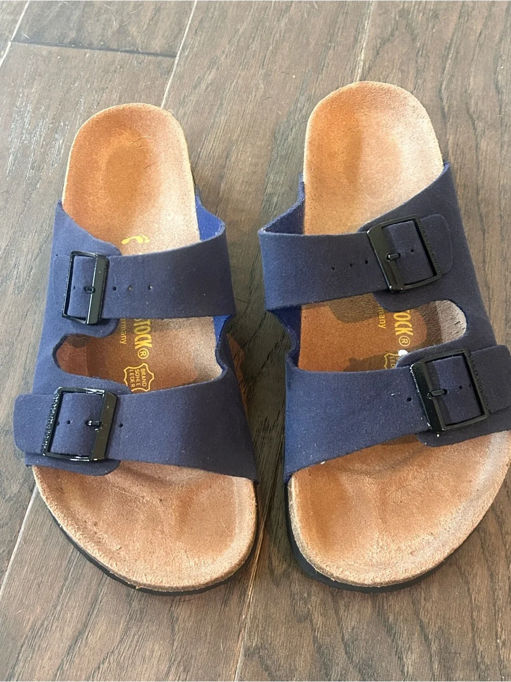 Birkenstock Men’s size 38 Navy Double-Buckle Slide Sandals
